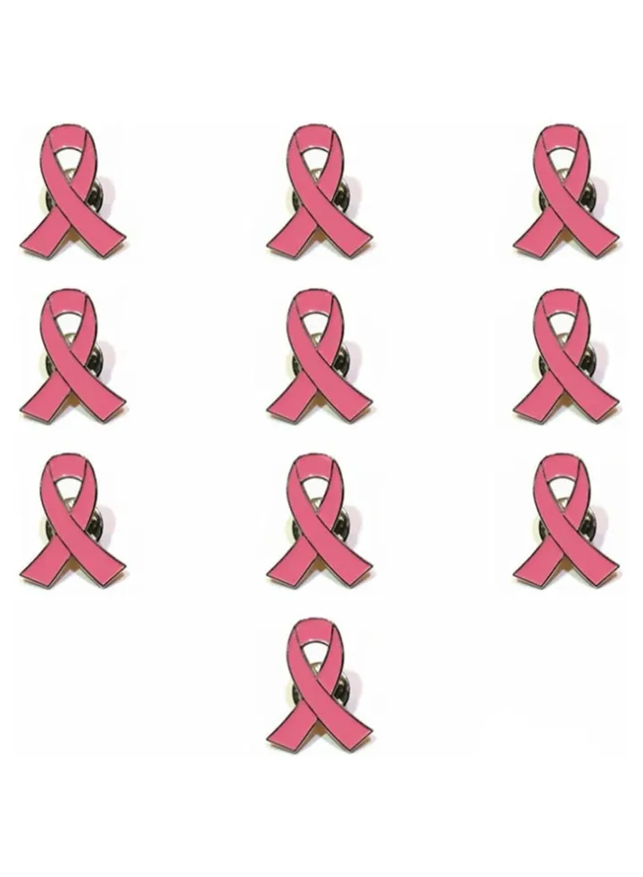 Pink Pins, 48 Pcs Pink Ribbon Pin Hope Jewelry Pins, Awareness Lapel Pins Pink Hope Ribbon Brooch for Women Girls, Charity Public and Social Event Awareness Brooches (10Pcs-Pink)