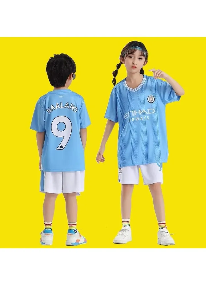 M MIAOYAN Haaland Manchester City Football Club Children's Football Jersey Set