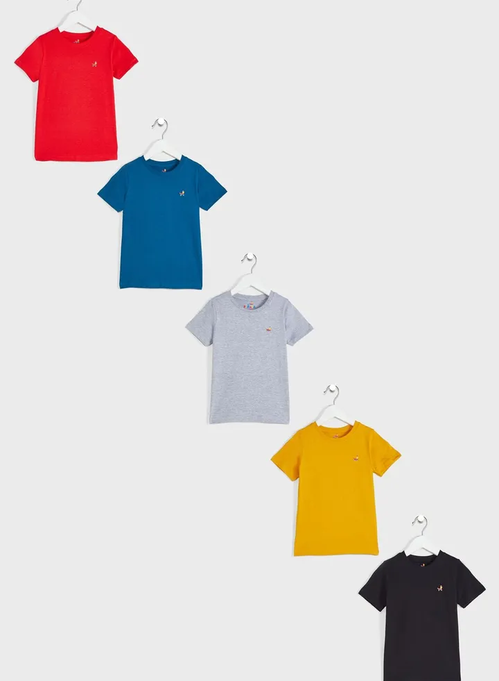 Logo Solid T-Shirts Pack Of 5