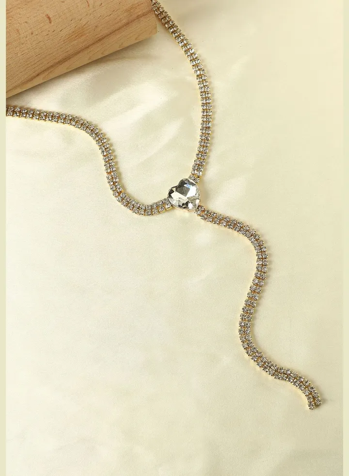 Gold Plated Designer Stone Western Wear Choker Necklace For Women