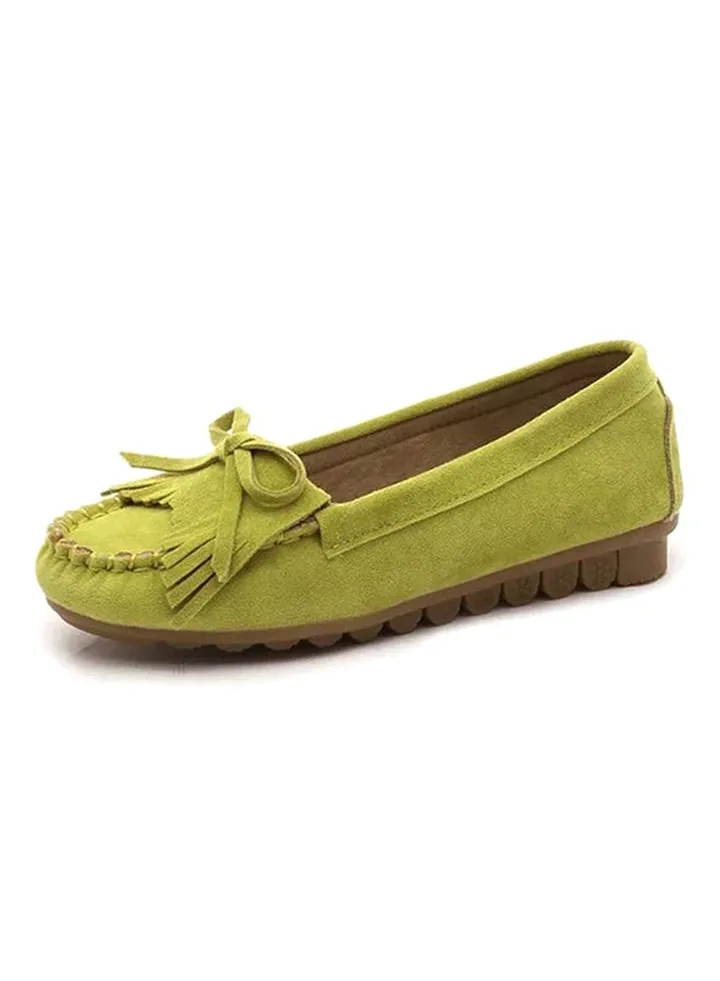 Head Tassel Decoration Loafer Shoe Light Green