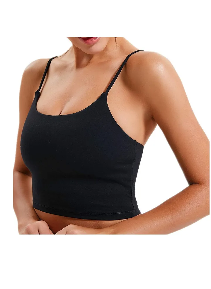 Women Padded Sports Bra Fitness Workout Running Shirts Yoga Tank Top Fitness Top(S,Black)