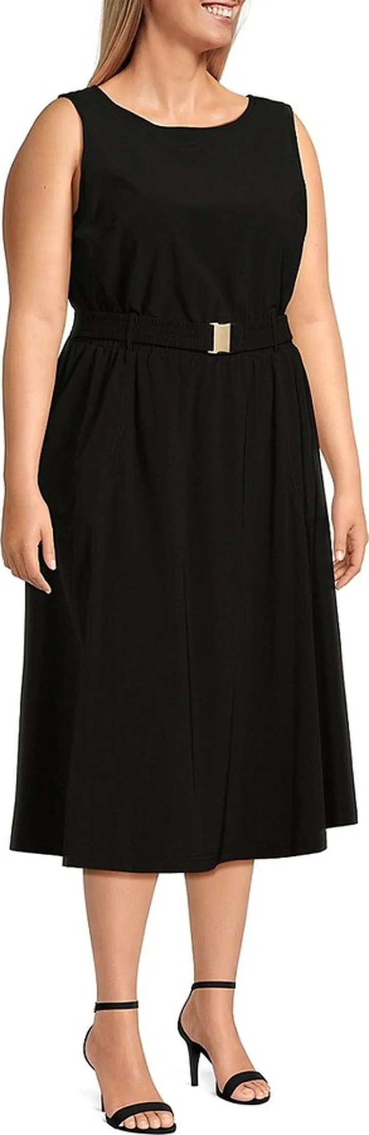 Plus Belted Midi Dress