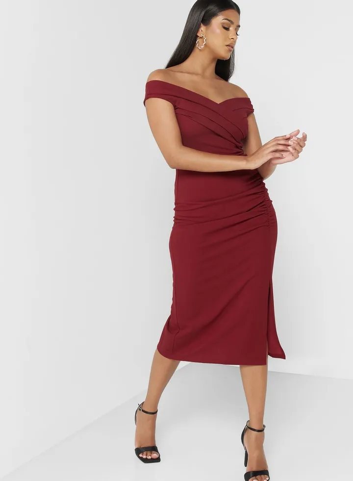 Bardot Side Slit Dress
