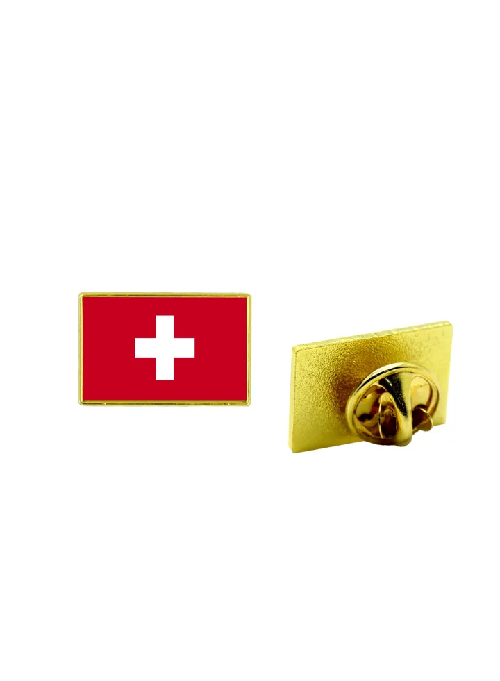 Switzerland National Flag Lapel Pins and Brooch Badge to show your patriotism for Switzerland (Square Badge)