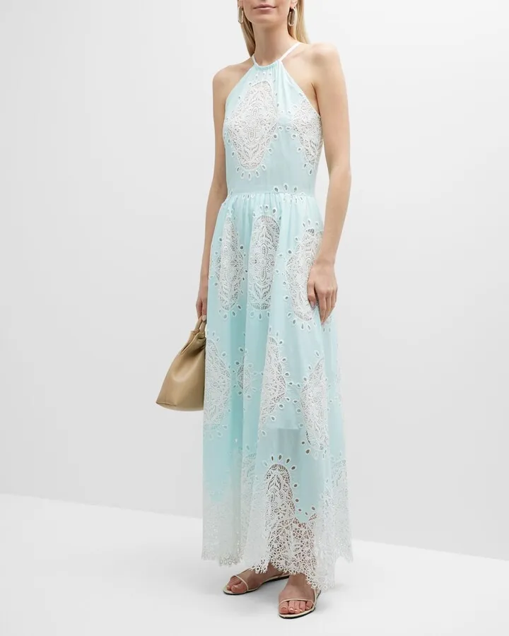 Vivi Sleeveless Embroidered Cotton Maxi Dress