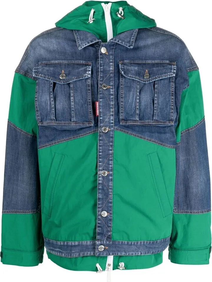 Panelled-Design Layered Denim Jacket