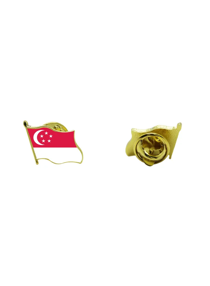 Singapore National Flag Lapel Pins and Brooch Badge to show your patriotism for Singapore (Flag Badge)