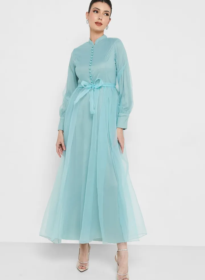 Puff Sleeve Oganza Dress