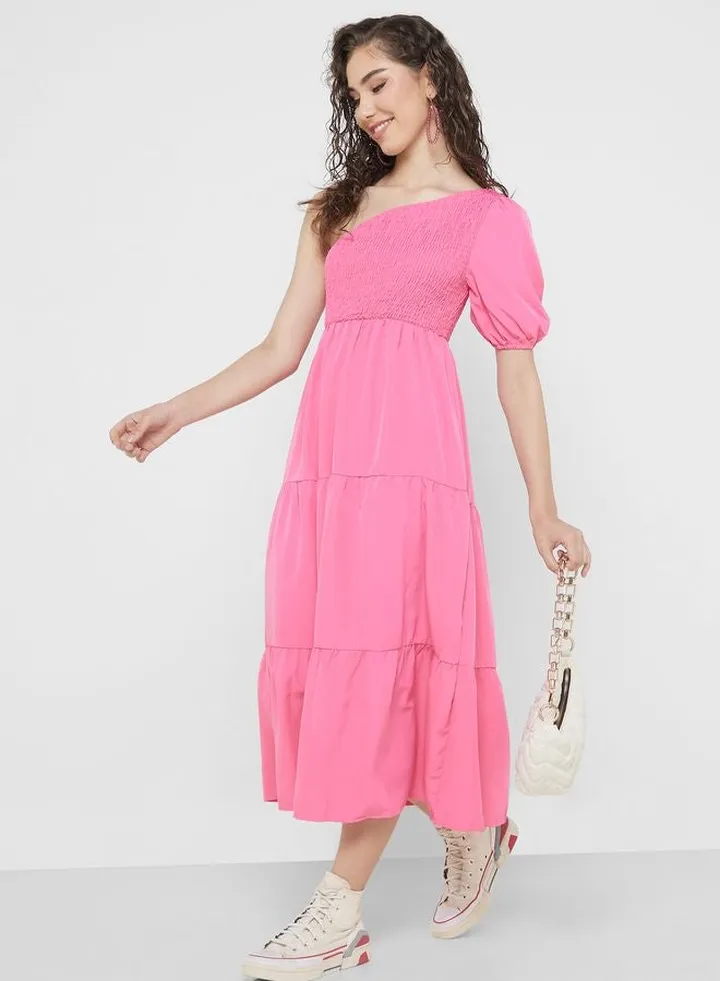 Urban Minx One Shoulder Tiered Dress