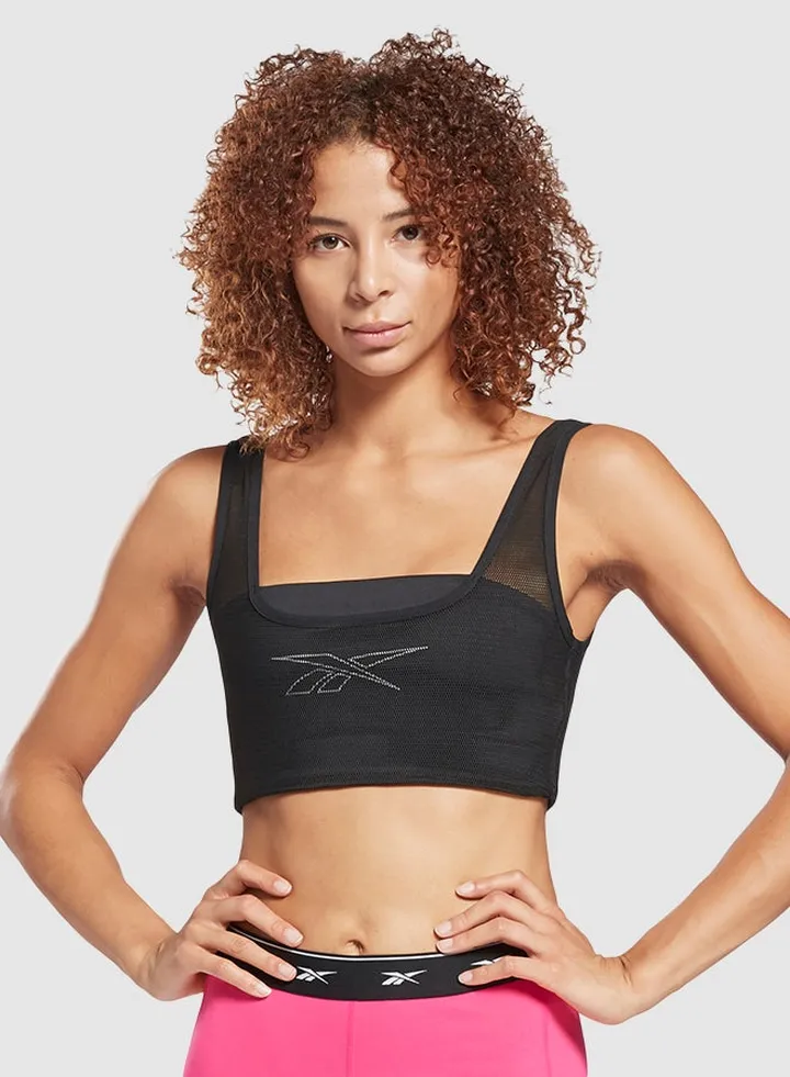 Studio Mesh Sports Bra Black/White