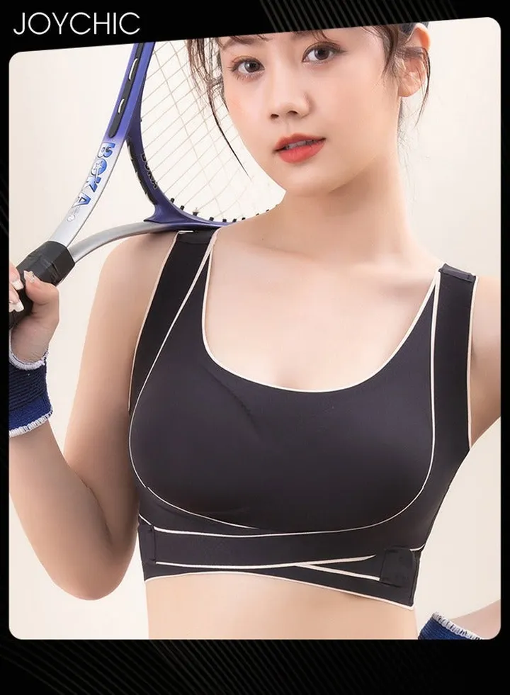 Seamless Sports Bra for Women Shock-proof Vest-style No-wire Breatheable and Comfortable Bra for Running Fitness Yoga Black