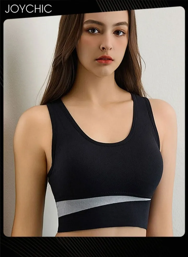Women's Racerback Quick-drying Sports Bra without Rims Shockproof Breathable and Comfort Vest with Widen Shoulder Straps for Fitness Running Yoga Black