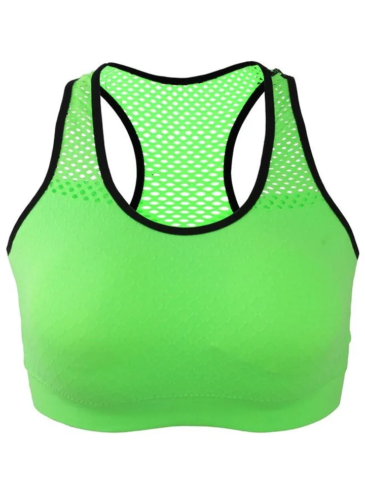 Mesh Quick Dry Sports Bra Green