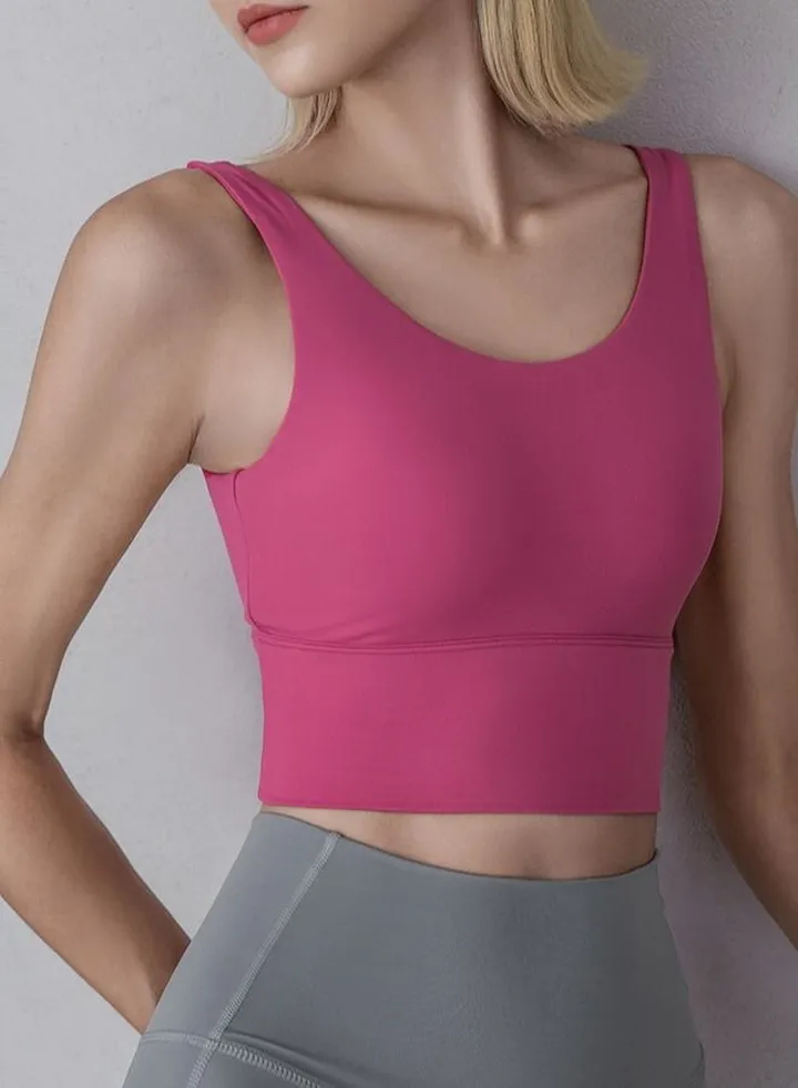 Women's Yoga Fitness Bra Adjustable Sports Vest Back Cutout No Steel Ring High Elasticity Vest Style Sports Bra