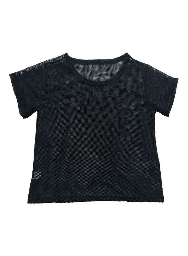 Breathable Mesh Yoga Tops Short Sleeves Running Sport Fitness T-Shirt Black