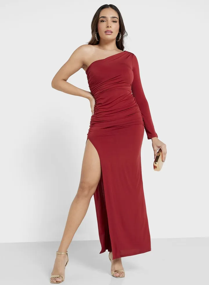 One Shoulder Side Slit Dress