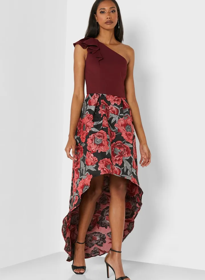 One Shoulder Printed Dress