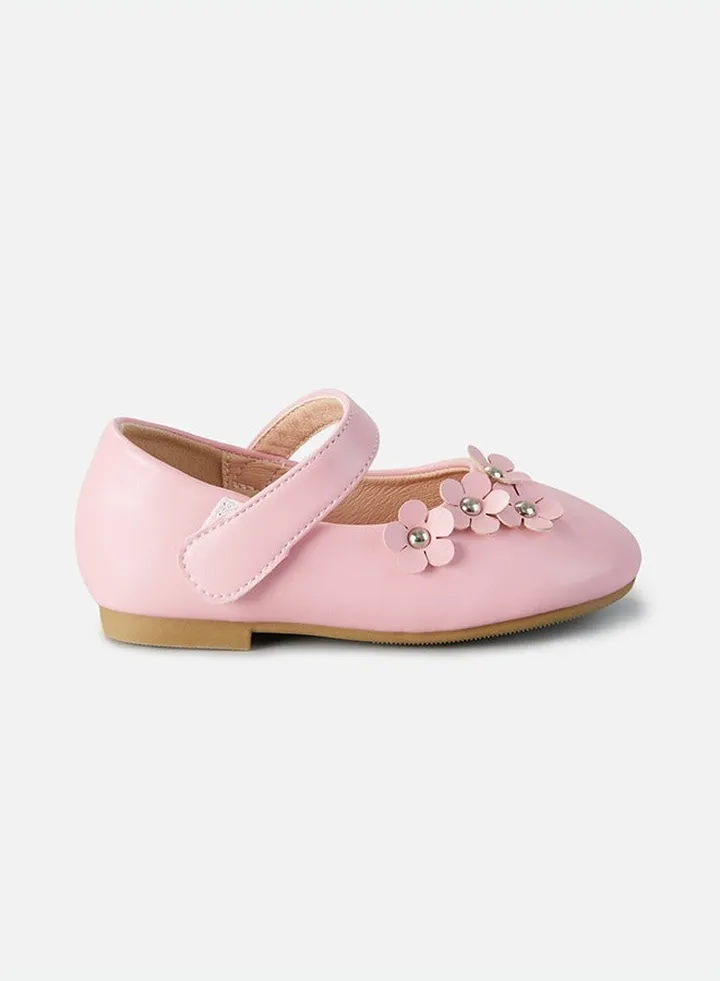Children's Princess Three-dimensional Flower Flat Leather Shoes-Pink