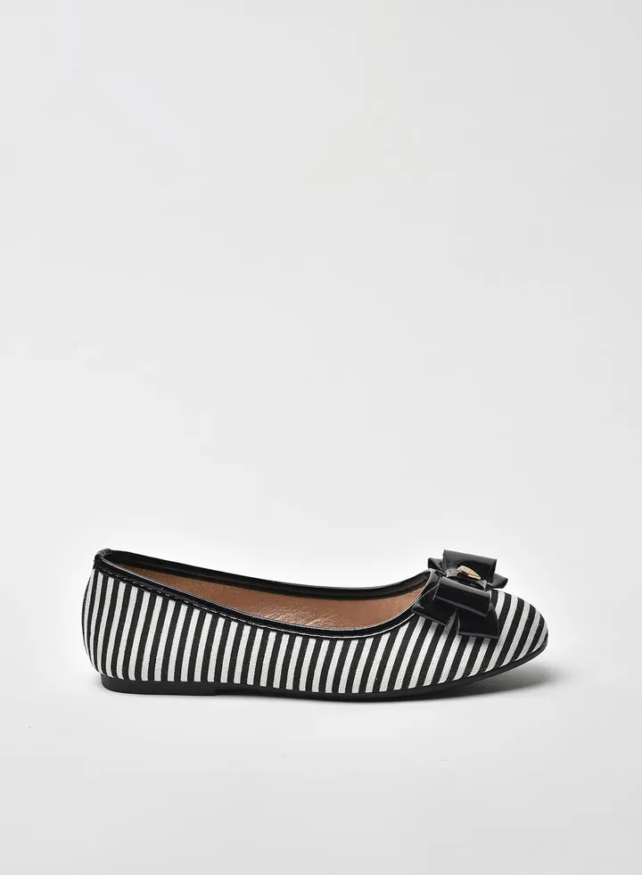 Stripes Flat Ballerinas Black