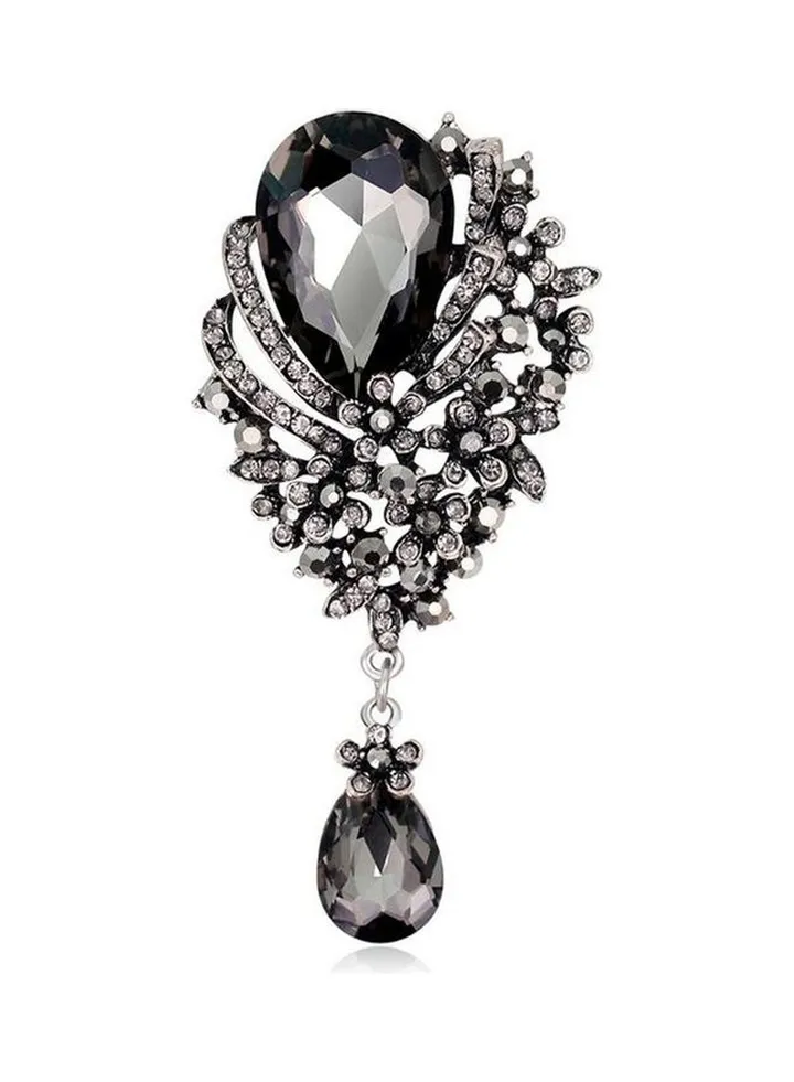 Women Corsage Glass Pendant Brooch