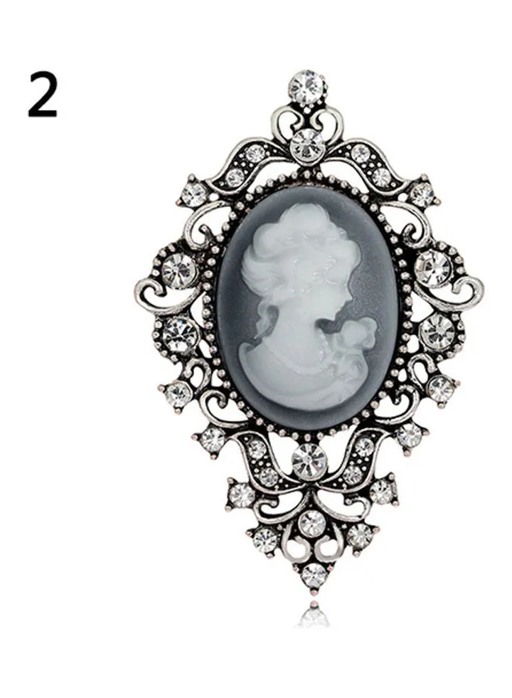 Women Beauty Head Cameo Brooch Pin