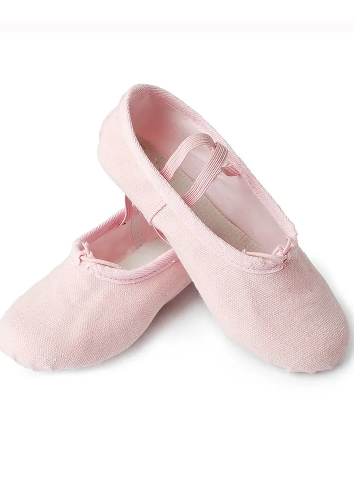 Dancing Shoes Soft Bottom Practice Ballet with Cloth Head Shoes for Girls Pink Color