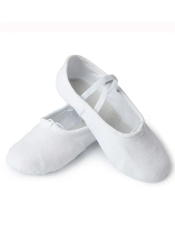 Dancing Shoes Soft Bottom Practice Ballet with Cloth Head Shoes for Girls White Color