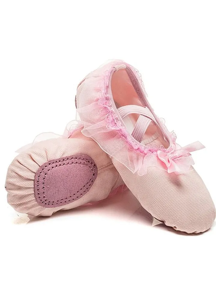 Dancing Shoes Soft Bottom Practice Ballet with Lace Bow Shoes for Girls