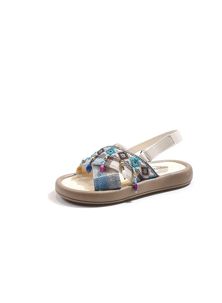 Girls Ethnic Style Hand-Woven Outer Wear Home Sandals Slippers
