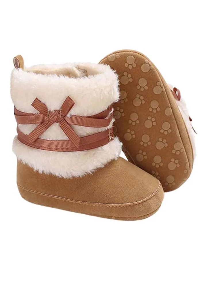 Soft Sole Anti-Slip Warm Winter Snow Boots Brown/Beige