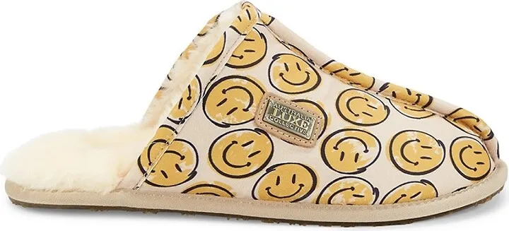 Smile Graphic Satin Mule Slippers
