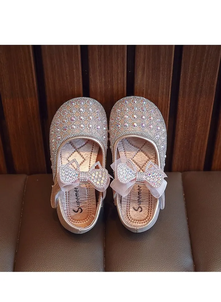 Girls leather shoes soft sole fashionable 2023 new princess shoes for kids