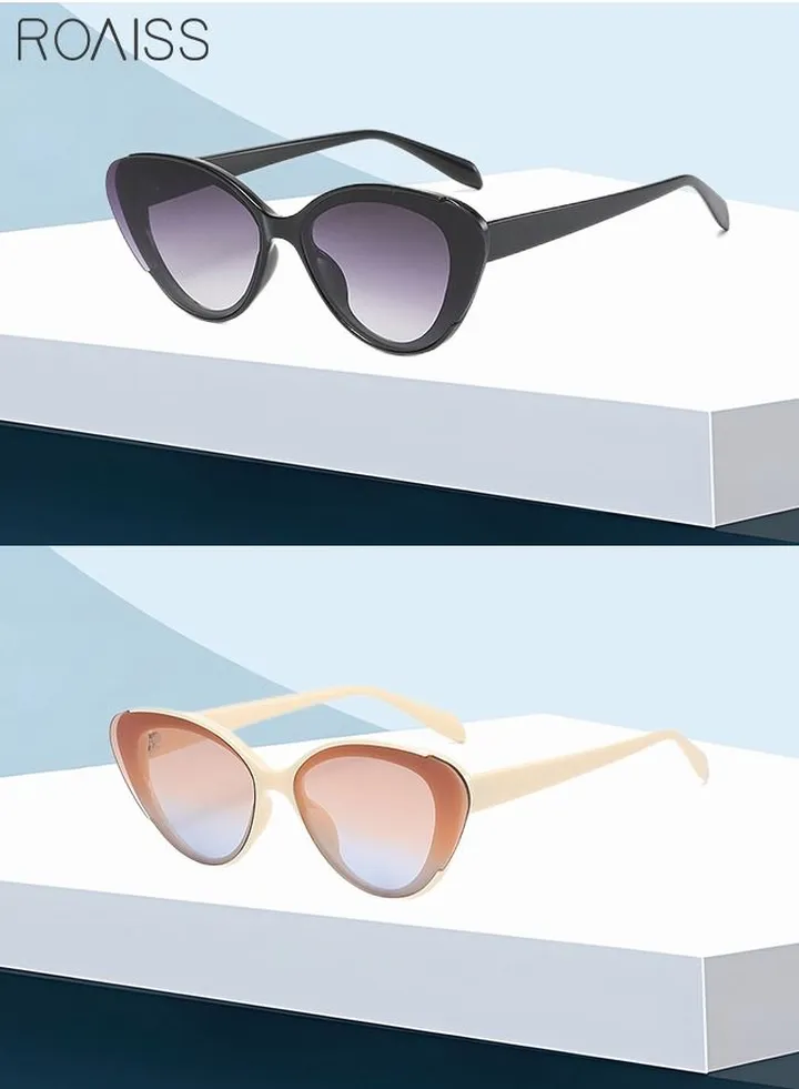 2 Pack Women's Cat Eye Sunglasses UV400 Protection Sun Glasses Fashion Eyewear for Ladies Party Street Photography 65mm