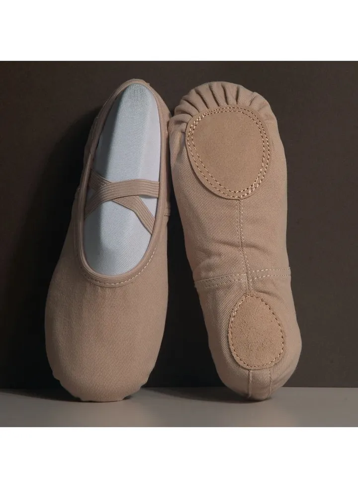 Girls' New Morandi Ballet Dance Shoes Beige Yellow