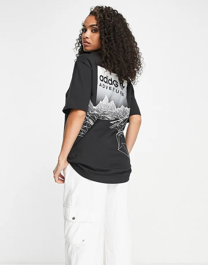 adidas Originals Adventure mountain boyfriend fit t-shirt in black