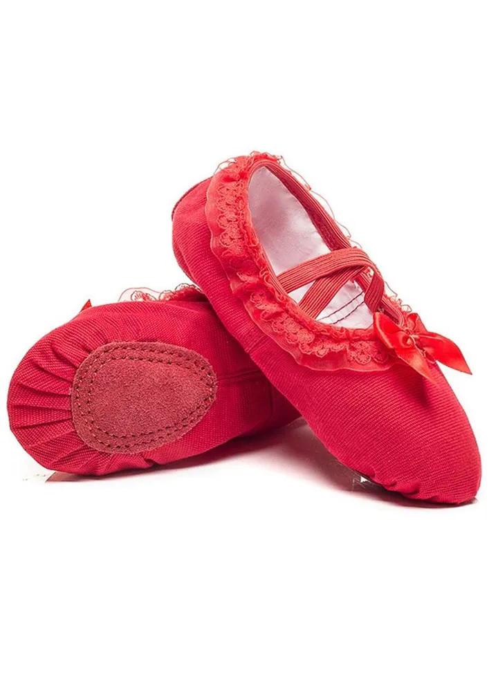 Dancing Shoes Soft Bottom Practice Ballet with Lace Bow Shoes for Girls