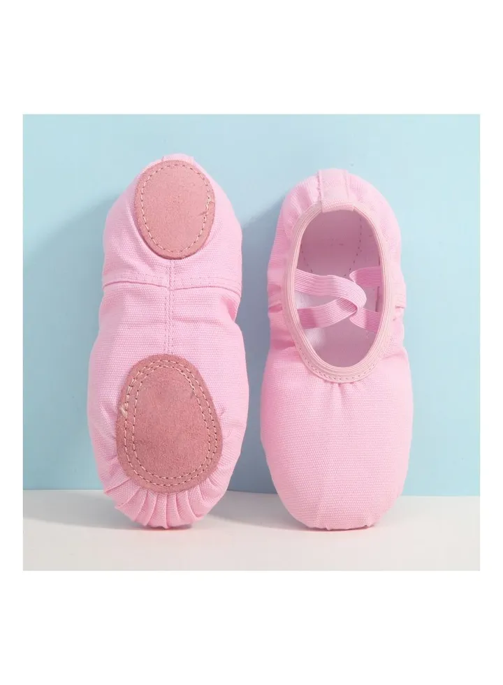 Lace-up Free Children's Dance Shoes Indoor Soft Sole Ballet Shoes Dark Pink