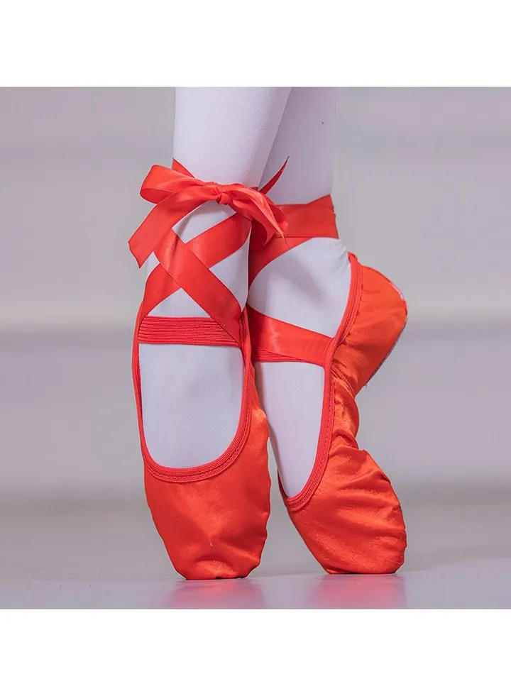 Girls Ribbon Ballet Shoes Indoor Yoga Practice Shoes Red