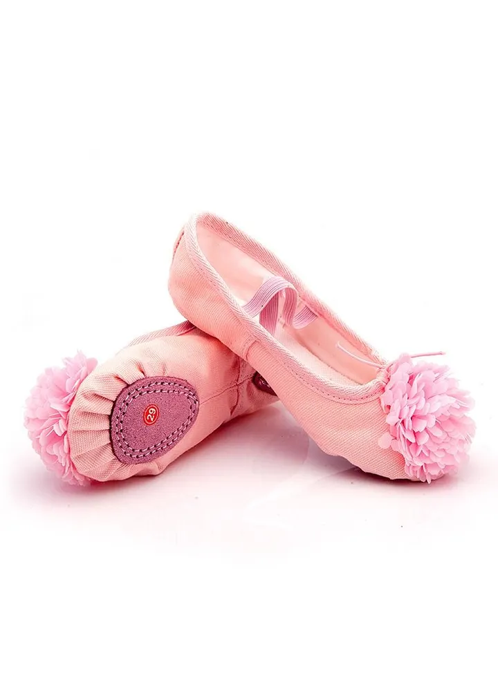 Girls'Flower Dance Shoes Practice Ballet Dance Shoes Cloth Head Dark Pink