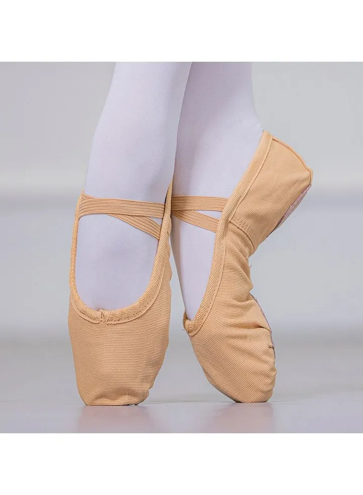 Girls Drawstring Children's Dance Shoes Indoor Soft Sole Ballet Shoes Brown