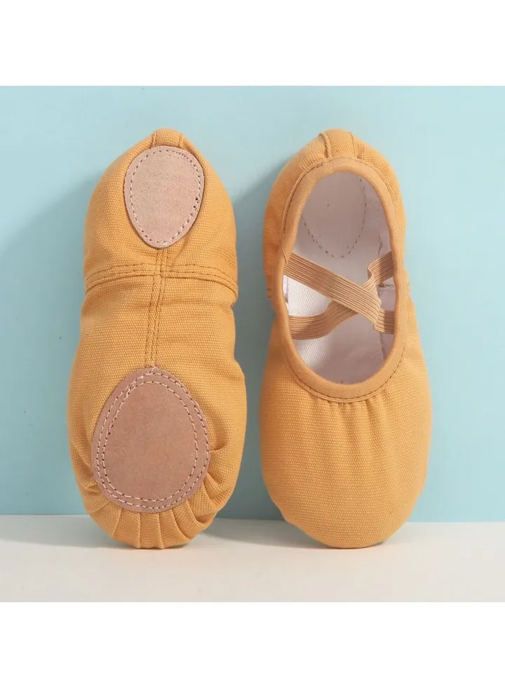 Lace-up Free Children's Dance Shoes Indoor Soft Sole Ballet Shoes Brown