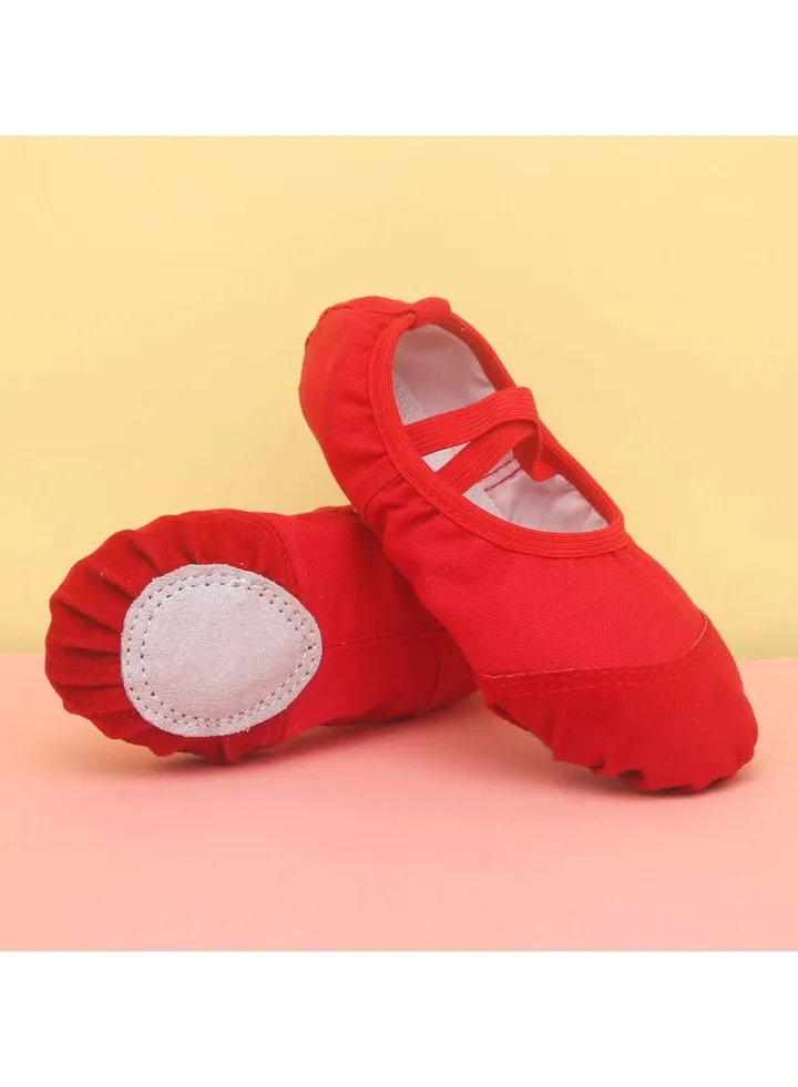 Girls Soft Sole Training Shoes Ballet Dance Shoes Red
