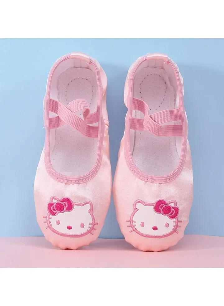 Girls' Lace Ballet Shoes, Yoga Shoes Satin Cat Incarnadine