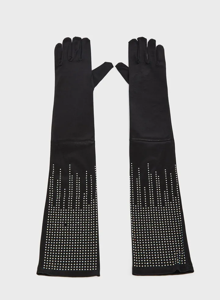 Diamante Detail Long Opera Gloves