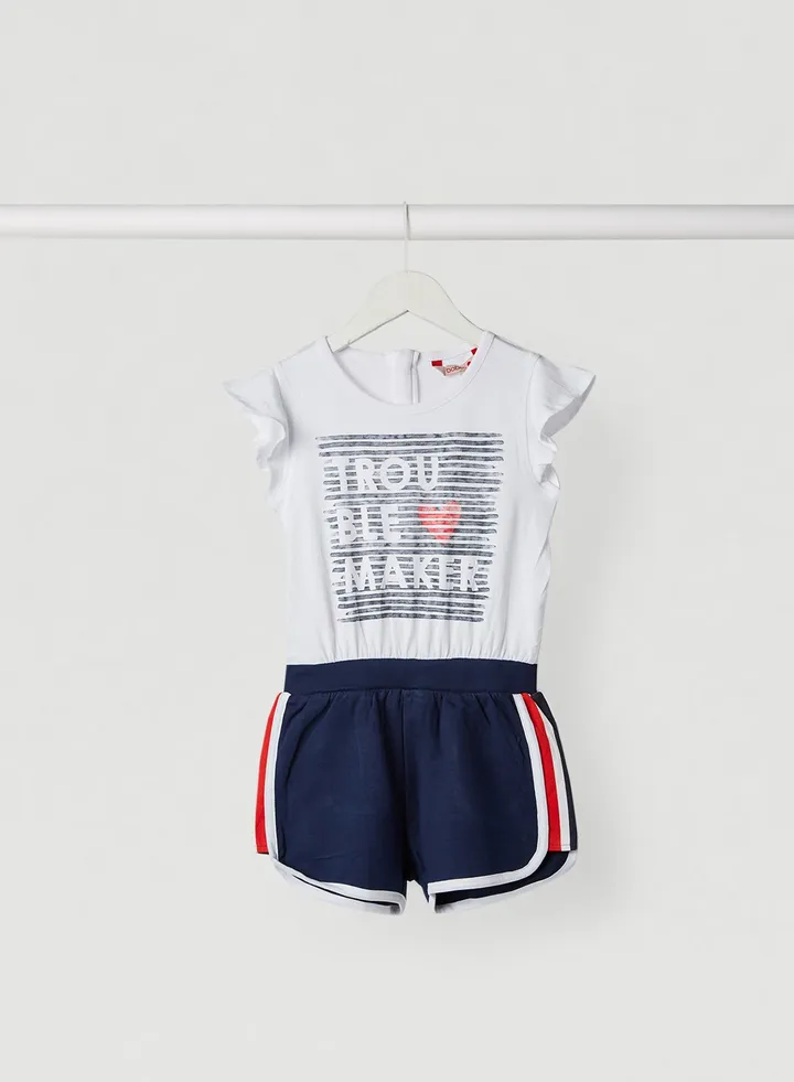 Kids Graphic Playsuit White