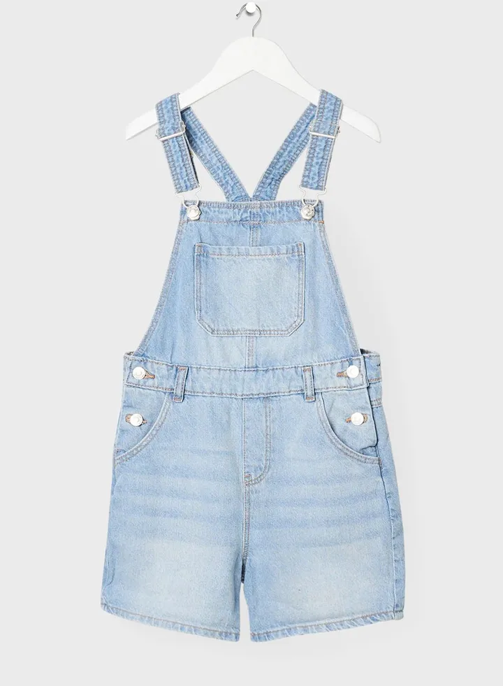 Kids Short Denim Dungaree