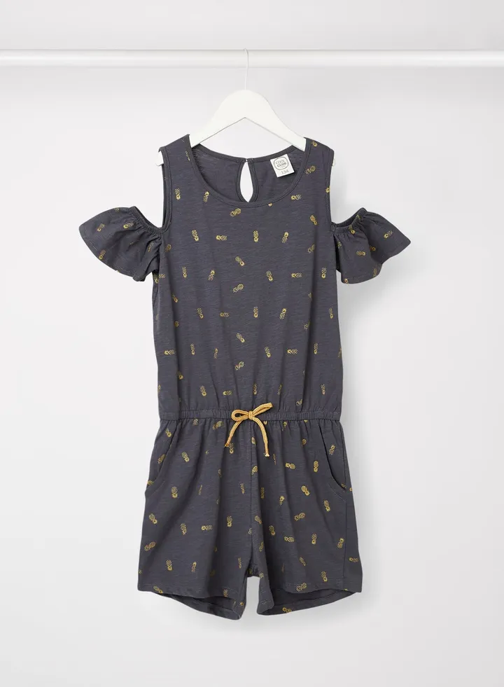 Girls Pineapple Print Playsuit Grey