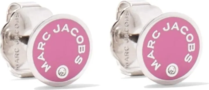 Enamel-Logo Stud Earrings