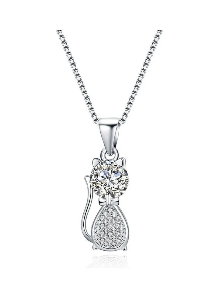 S925 Sterling Silver Crystal Studded Pendant Necklace